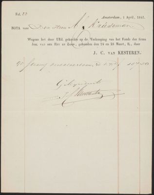 Stukken betreffende koop en verkoop van boeken op fondsveilingen, 1841-1861