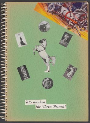 &quot;Wir danken für Ihren Besuch&quot;. Plakboek met toegangskaartjes, reclamemateriaal en andere efemera met betrekking tot verschillende circussen, ca. 1934-ca. 1963