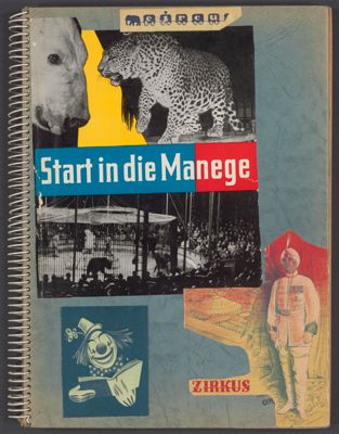 &quot;Start in die Manege&quot;. Plakboek met knipsels uit kranten en tijdschriften en verzamelde efemera met betrekking tot verschillende circussen. Met latere aantekeningen, ca. 1950-ca. 1960