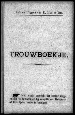 Trouwboekje van Maurits Uyldert en Klotilde Mayer, 1904