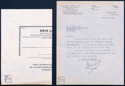 The Medici Society Ltd. Met een concept en een doorslag van een brief van De Roos, 1923