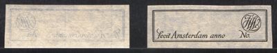 Stempel van een etiket voor vioolbouwer J.W. Lindeman te bevestigen in violen. Met etiketjes in een envelop, ongedateerd