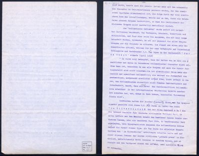 Tekst van een artikel van De Roos voor het Leipziger Akademie Jahrbuch, getiteld &#39;Ueber die neuzeitliche Buchkunst und Schriftgestaltung in Niederland&#39;. Typoscript, 1928