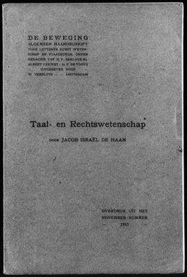 Taal en rechtswetenschap. Overdruk uit De Beweging, 1915