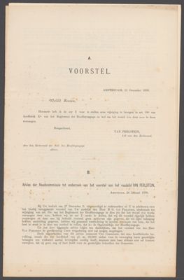 Uittreksel uit het Nieuw Israëlietisch Weekblad en een voorstel voor de wijziging van het reglement van de hoofdsynagoge betreffende de verhouding tussen Dünner en J.D. Wijnkoop, 1888-1899
